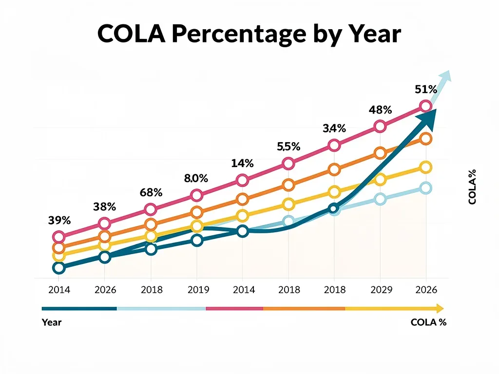 Historical and projected Social Security COLA percentages chart.