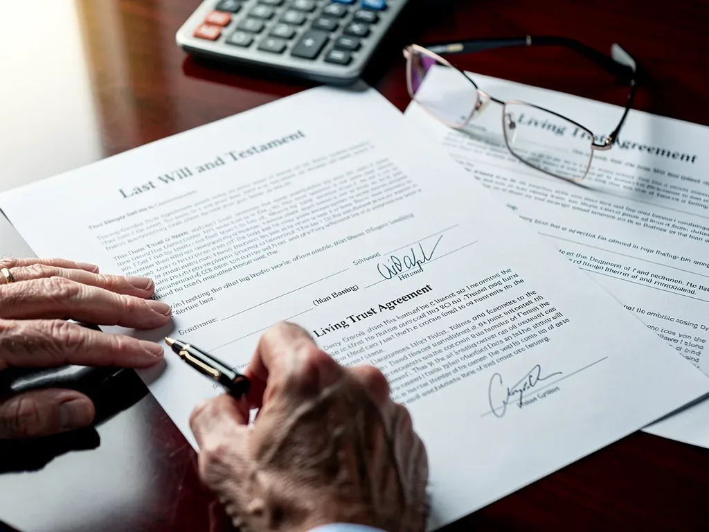 Signing legal estate planning documents for wealth transfer