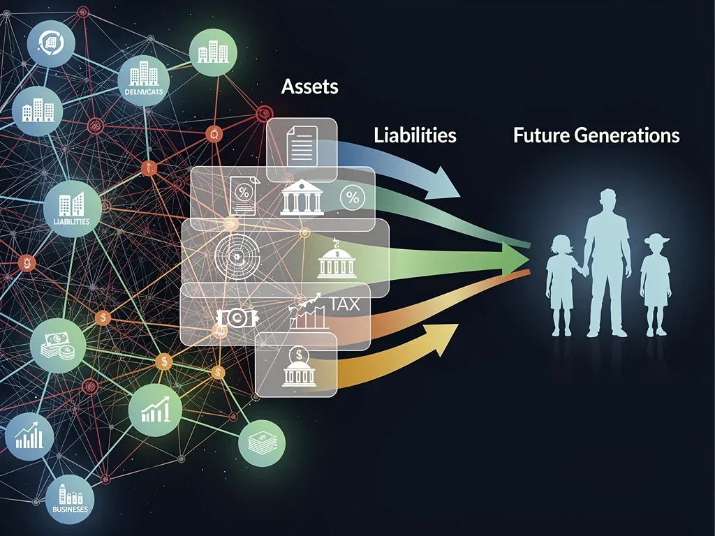 Complex financial web illustrating intergenerational wealth transfer