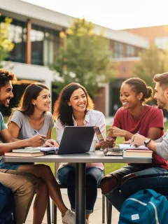 Diverse students studying, symbolizing successful scholarship pursuit