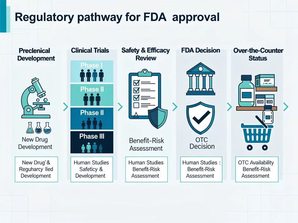 Diagram illustrating the FDA regulatory process for over-the-counter drug approvals.