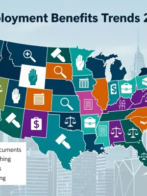 Map of US showing state-by-state unemployment benefit changes in 2026