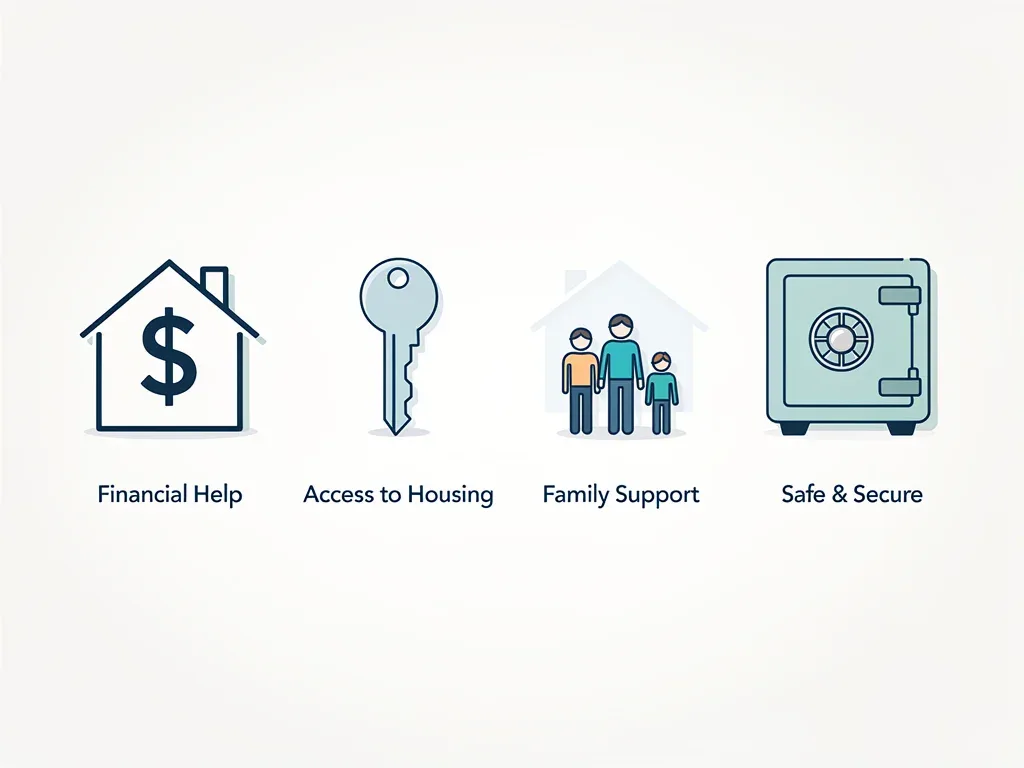 Infographic illustrating four types of housing assistance