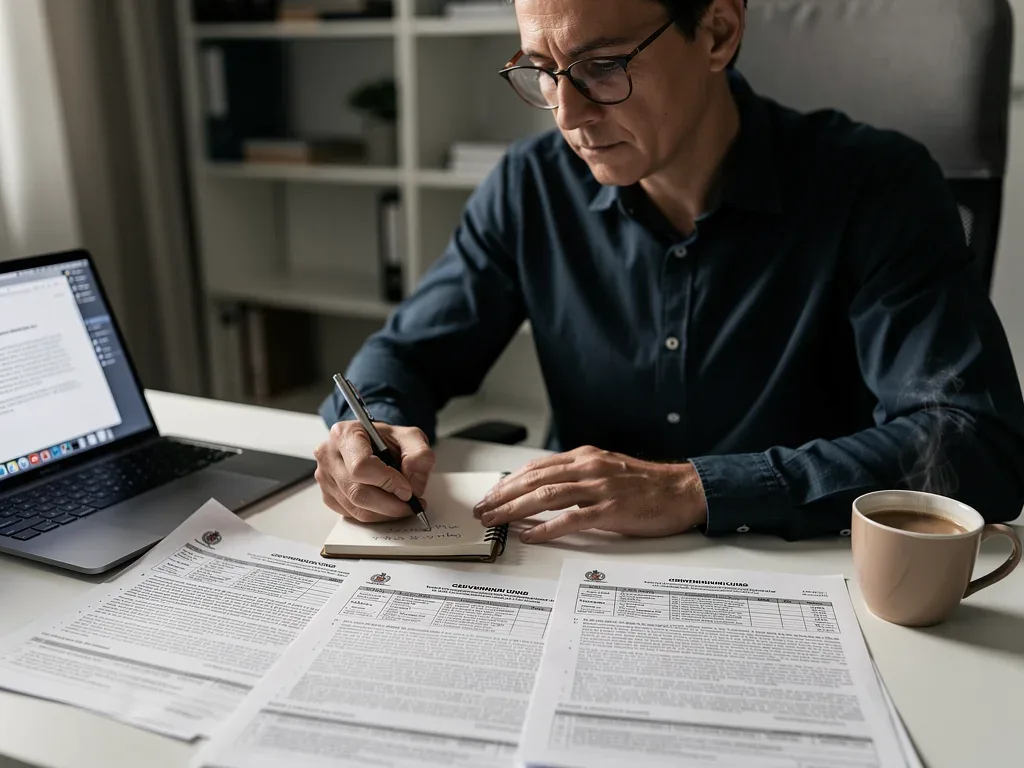 Individual carefully reviewing and understanding new federal benefit documents