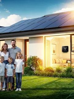 Modern home with solar panels benefiting from 2026 federal tax credits for energy upgrades.