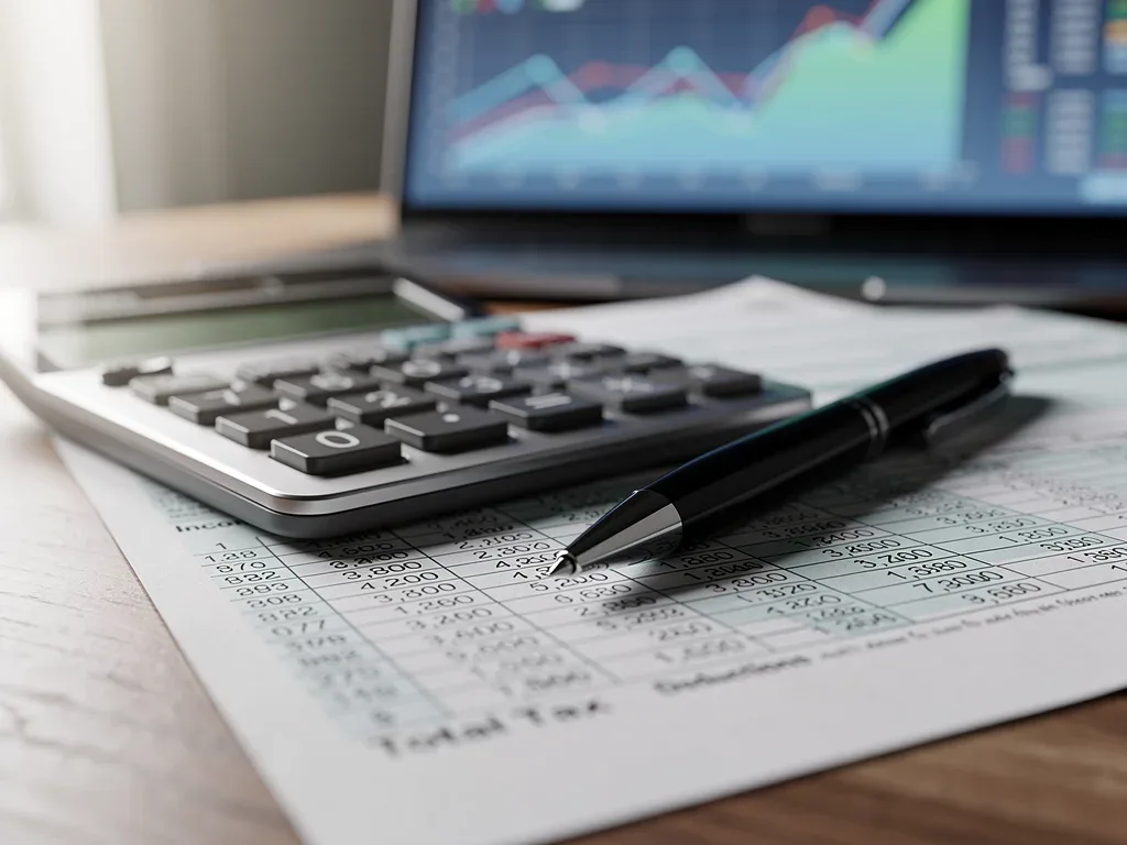Calculator and pen on tax forms for Child Tax Credit calculations