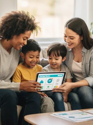 Family reviewing 2026 Child Tax Credit information on a tablet
