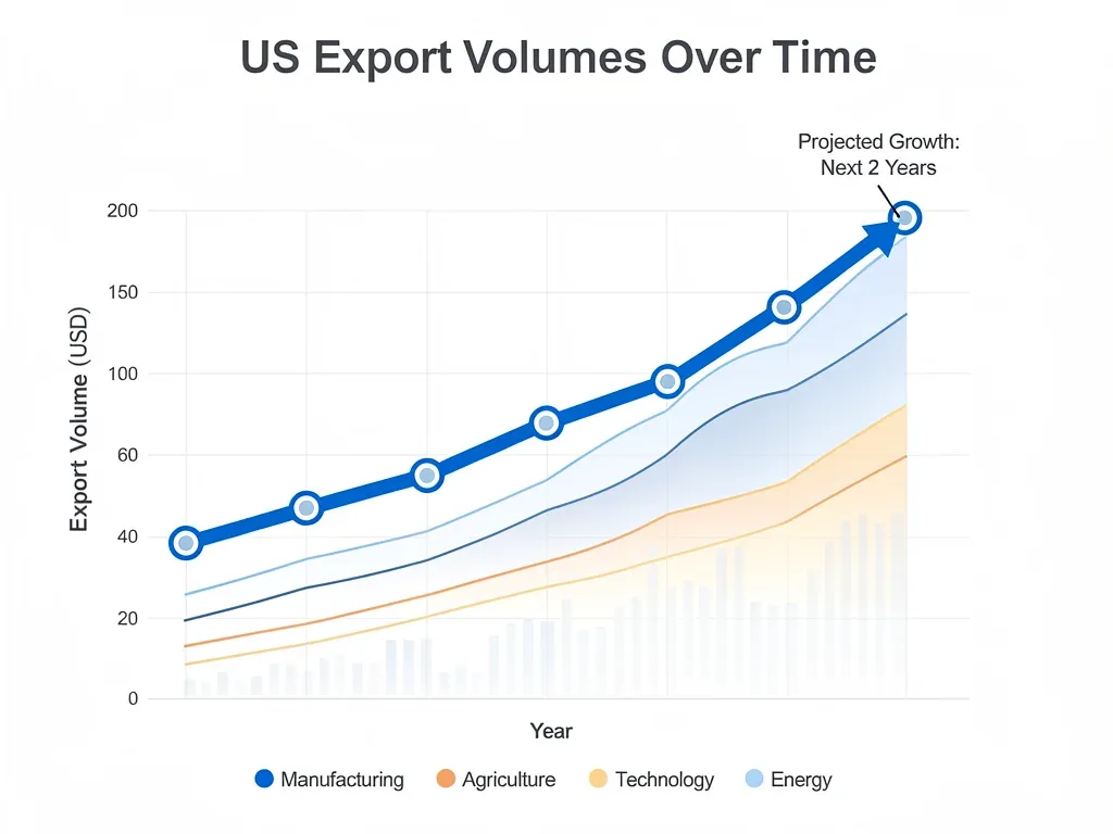 Graph showing projected 8% increase in US export volumes.