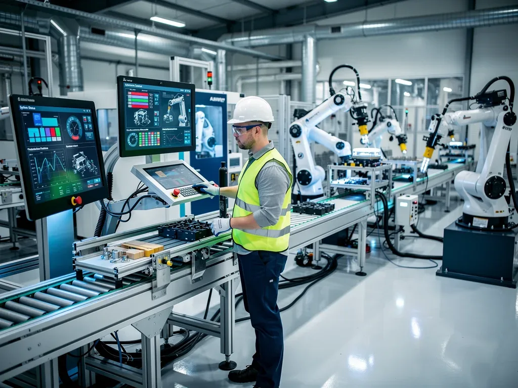 Skilled worker operating advanced manufacturing technology