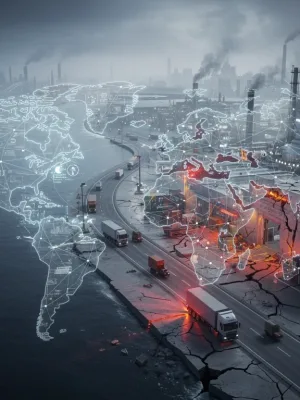Global supply chain network under strain, illustrating impending disruptions in Q1 2026.