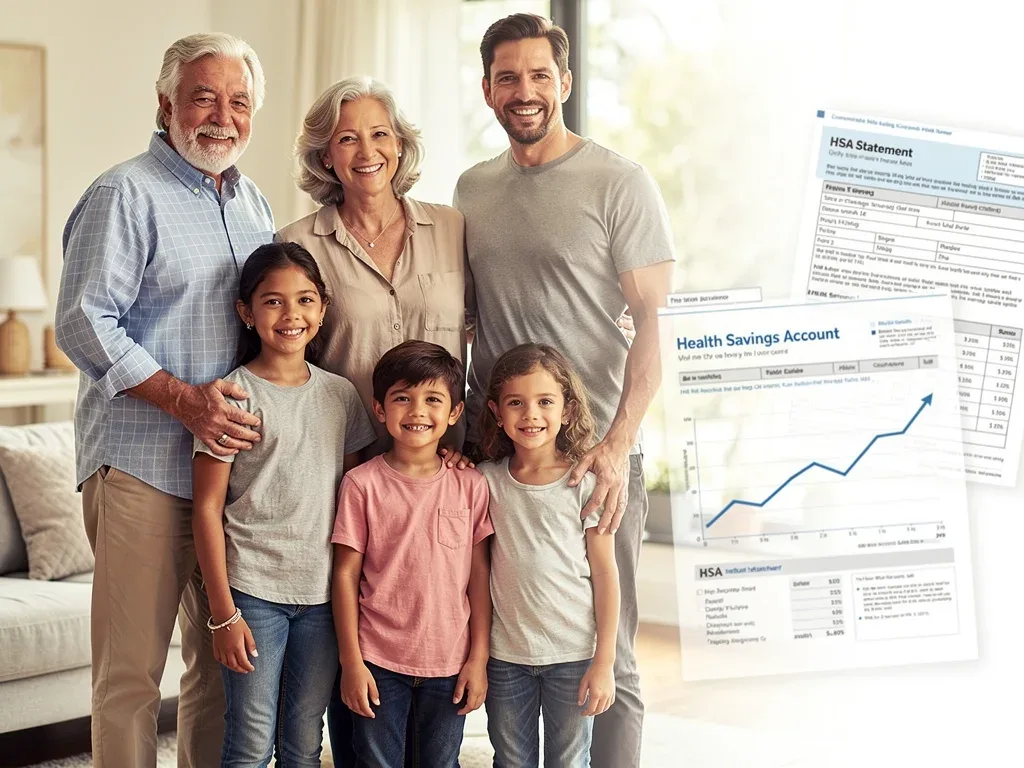 Multi-generational family symbolizing long-term health and financial security with HSA.