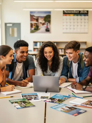 Students discussing early college application strategy for November 2026 submission