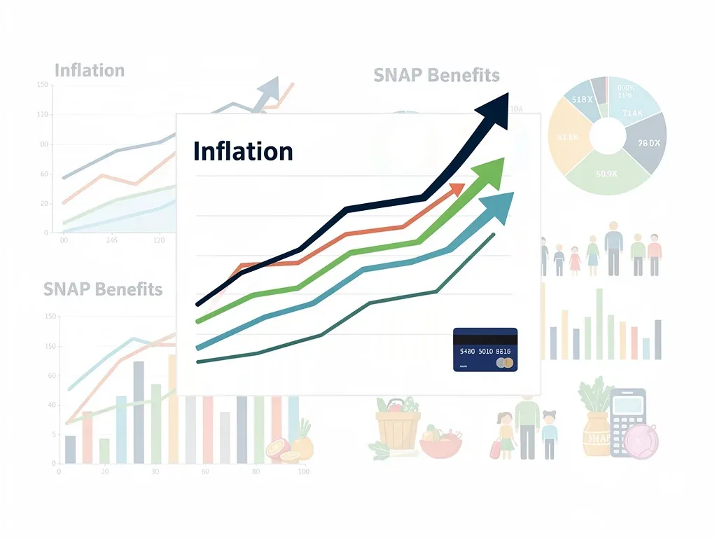 Charts showing economic trends and inflation impacting benefit levels.