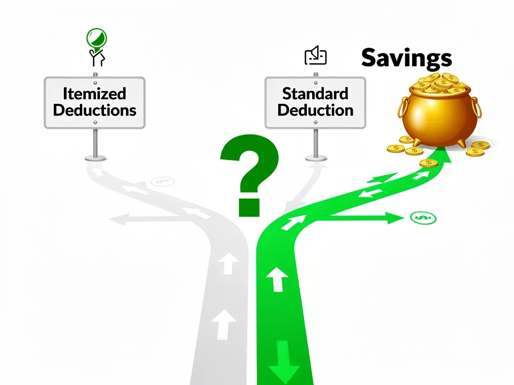 Infographic illustrating the choice between standard and itemized deductions