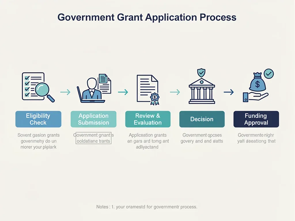 Flowchart depicting the government grant application process for small businesses.
