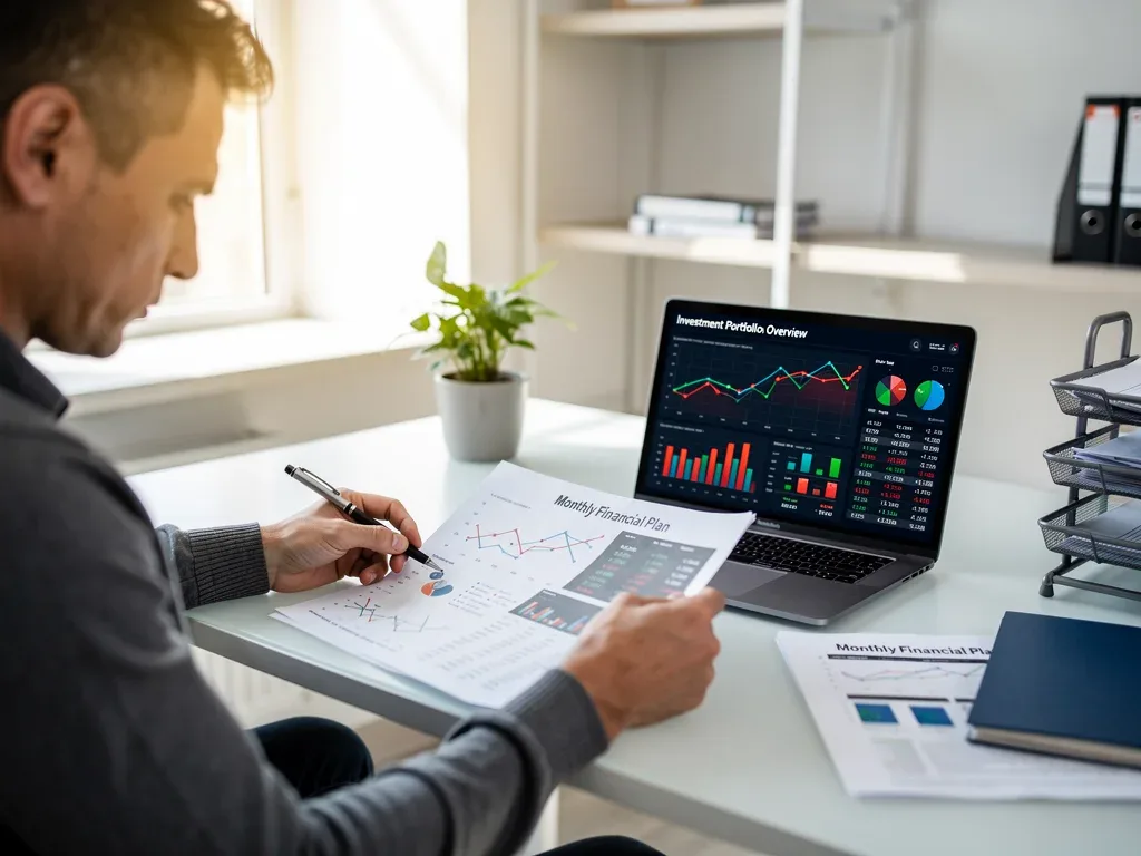 Person analyzing financial data for retirement planning