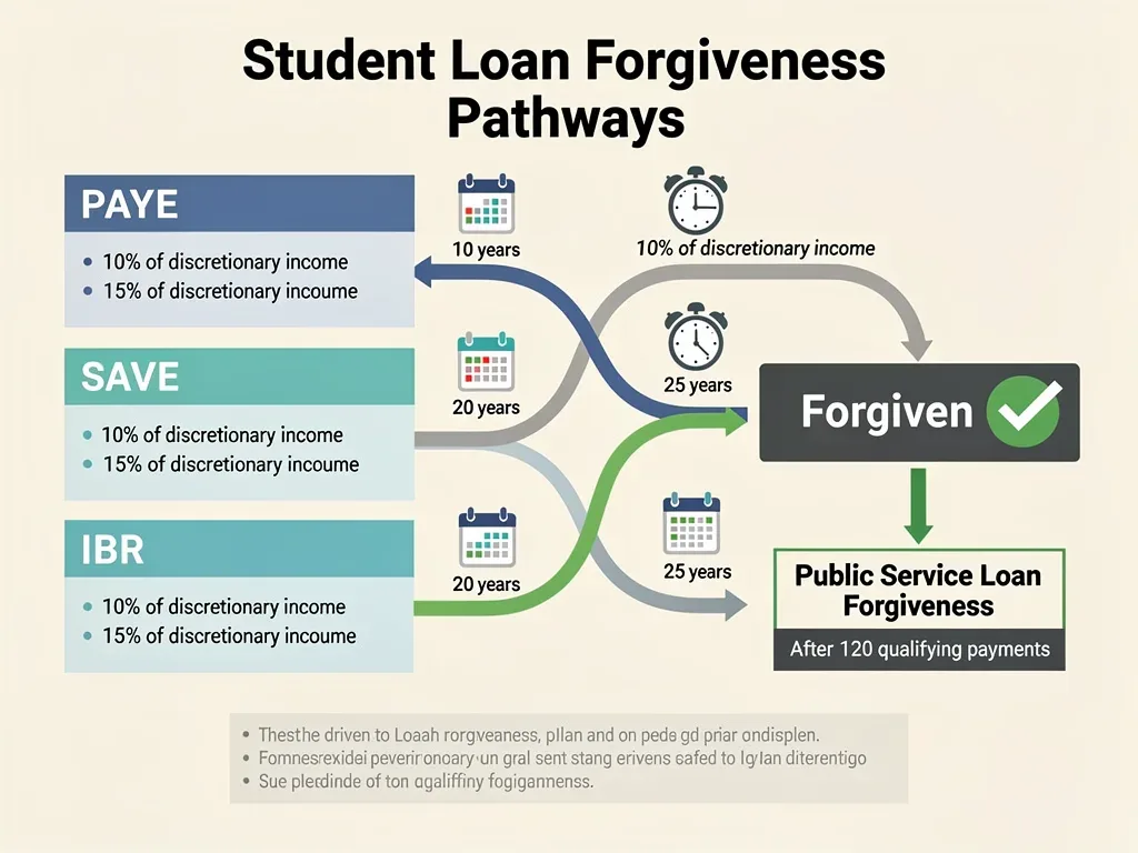 Infographic showing pathways to student loan forgiveness eligibility