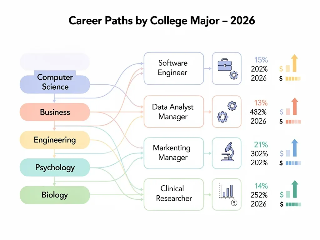 Infographic illustrating career paths and major growth projections