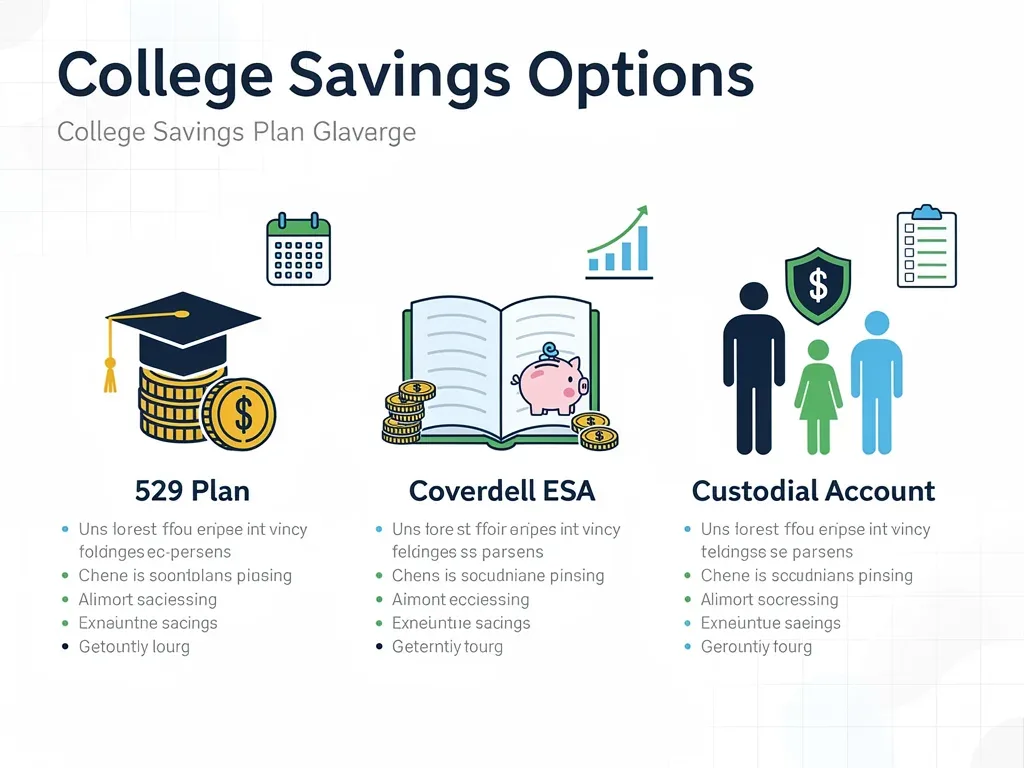 Infographic showing various college savings plan options