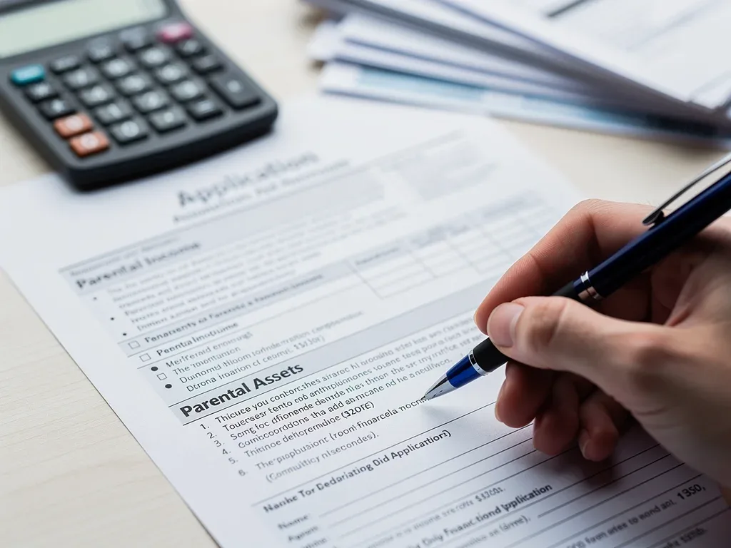 Parent filling out a financial aid application form