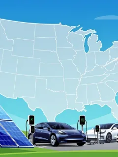 Illustration of diverse renewable energy sources across the United States