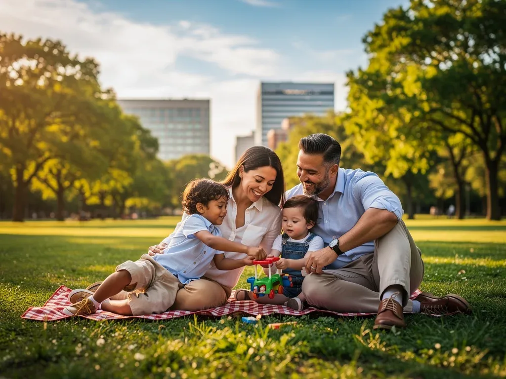 Family enjoying park, symbolizing federal employee benefits