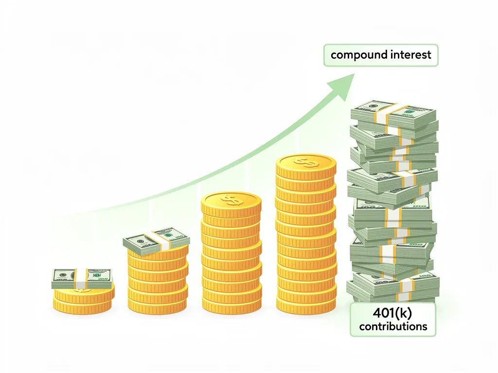 Compound interest growth in retirement savings