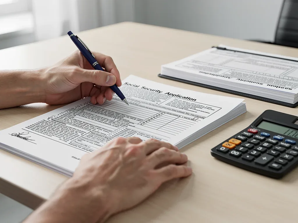 Person filling out Social Security survivor benefit application forms