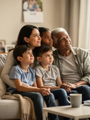 Family discussing future financial security in 2026