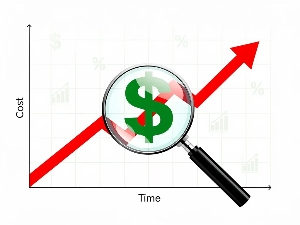 Graph showing rising healthcare costs with magnifying glass