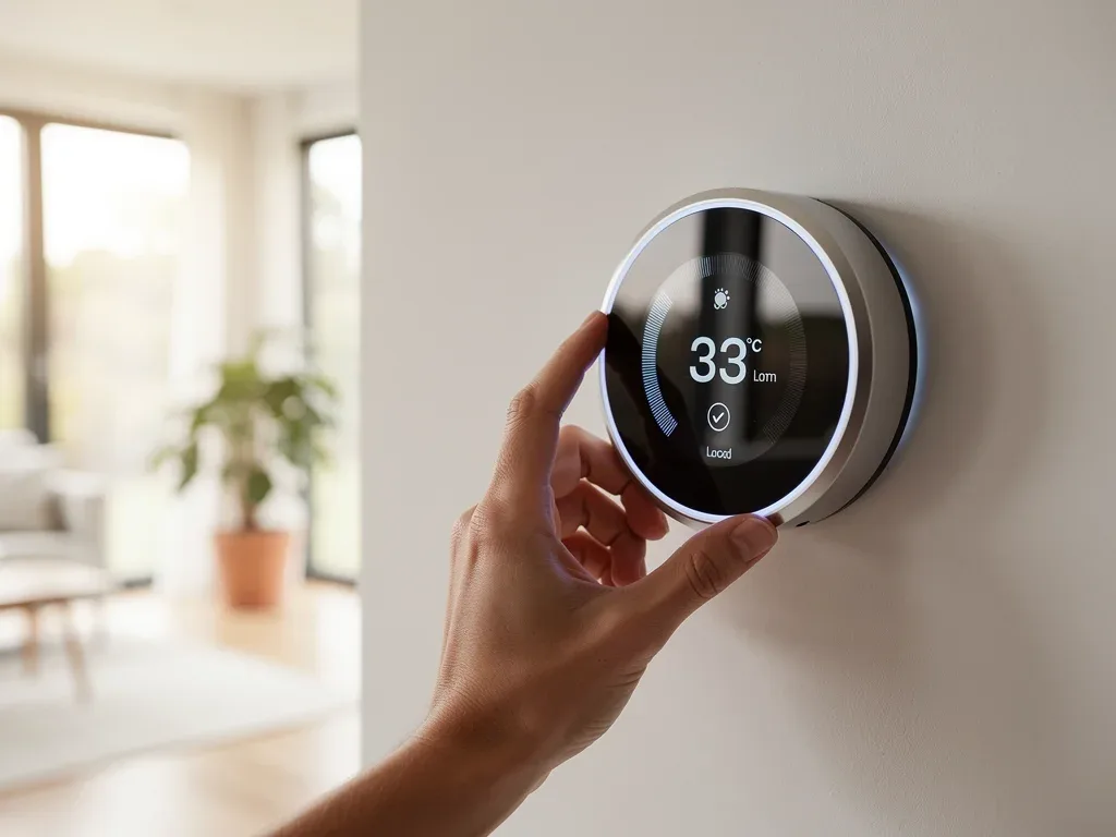 Hand adjusting smart thermostat for energy efficiency