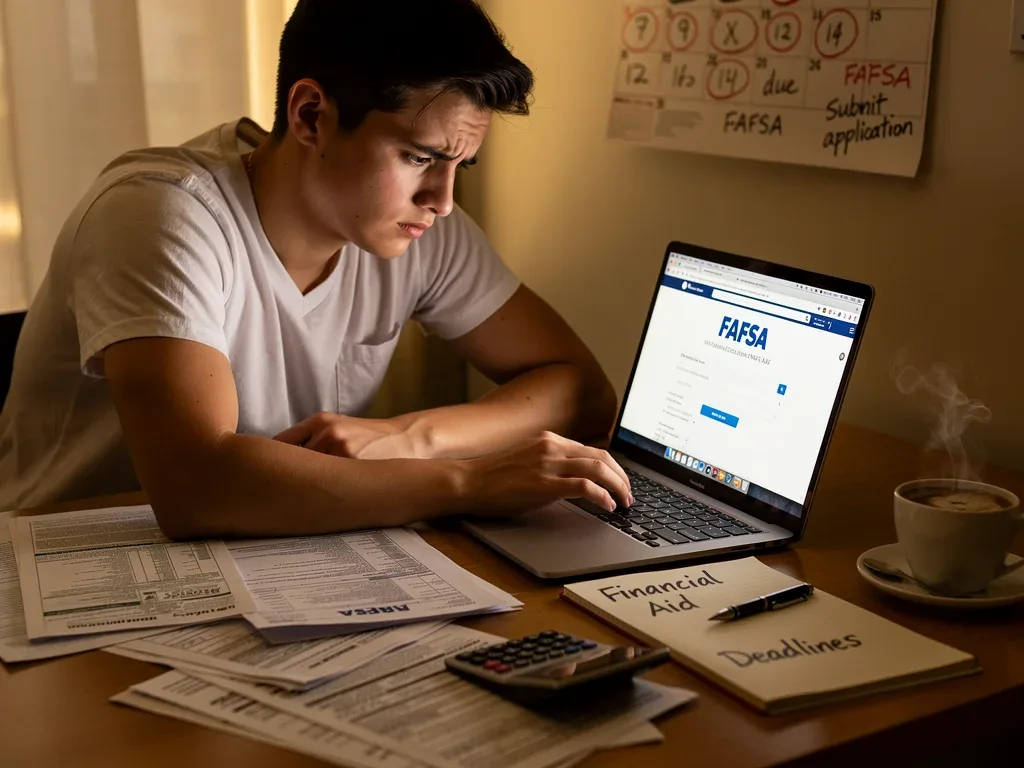 Student completing FAFSA application online for financial aid