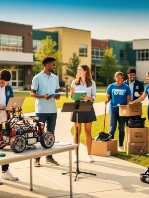 High school students engaged in diverse extracurricular activities for college applications