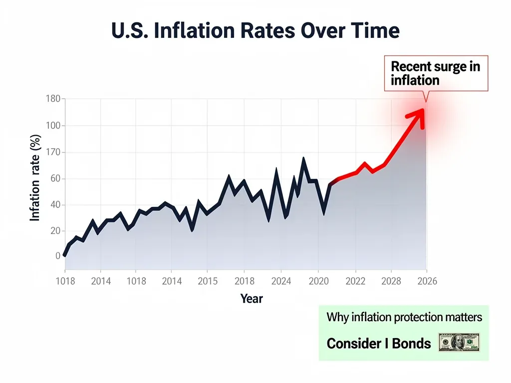 Historical inflation rate graph with upward trend