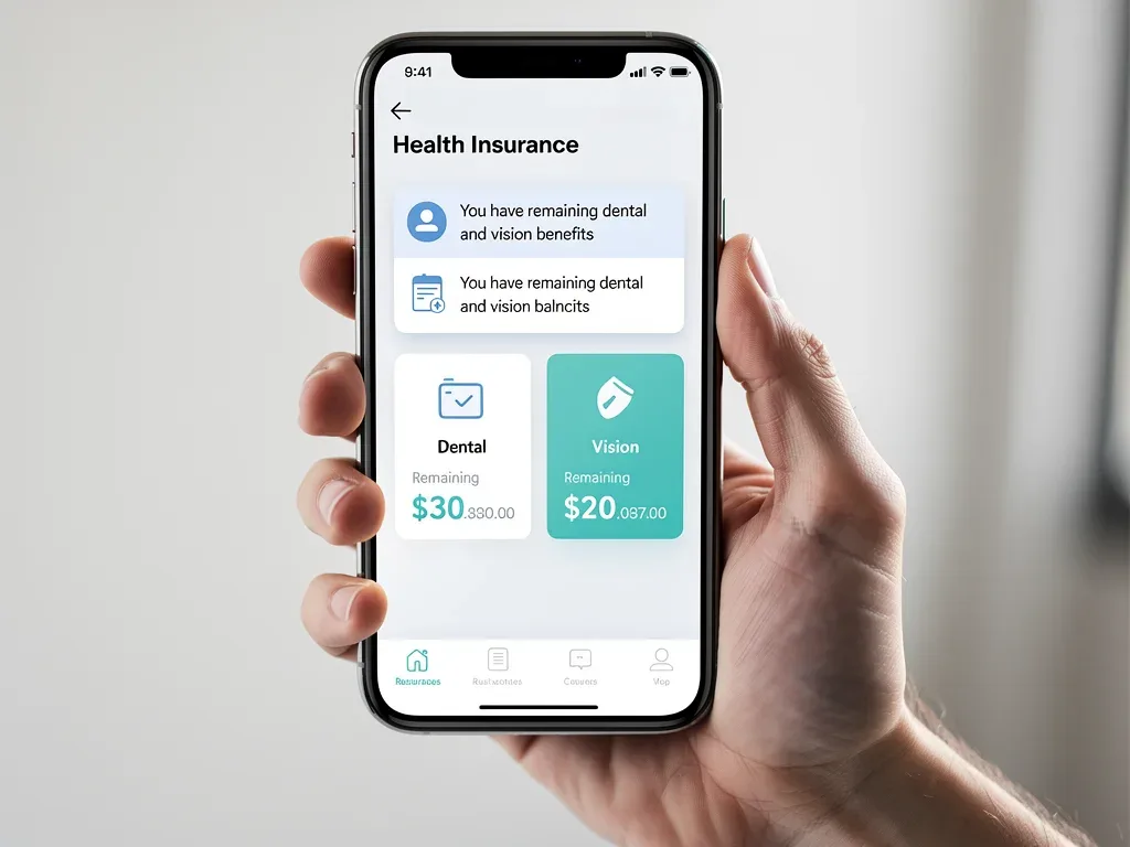 Member checking dental and vision benefit eligibility and remaining coverage in an insurance portal